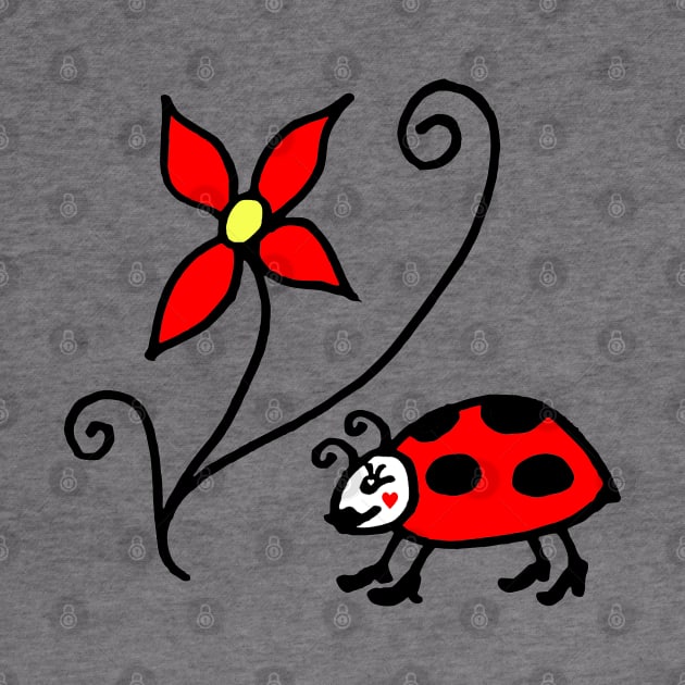 Cute Ladybug with Flower by Michelle Le Grand